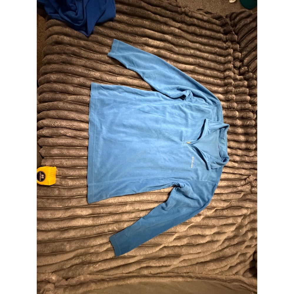 Columbia Mens Blue Quarter Zip Fleece Pullover Sweater Size Large